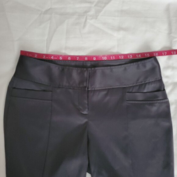 Express Design Studio Black Satin Tailored Seamed Back Slit Slim Pants Women's 8 - Picture 9 of 12